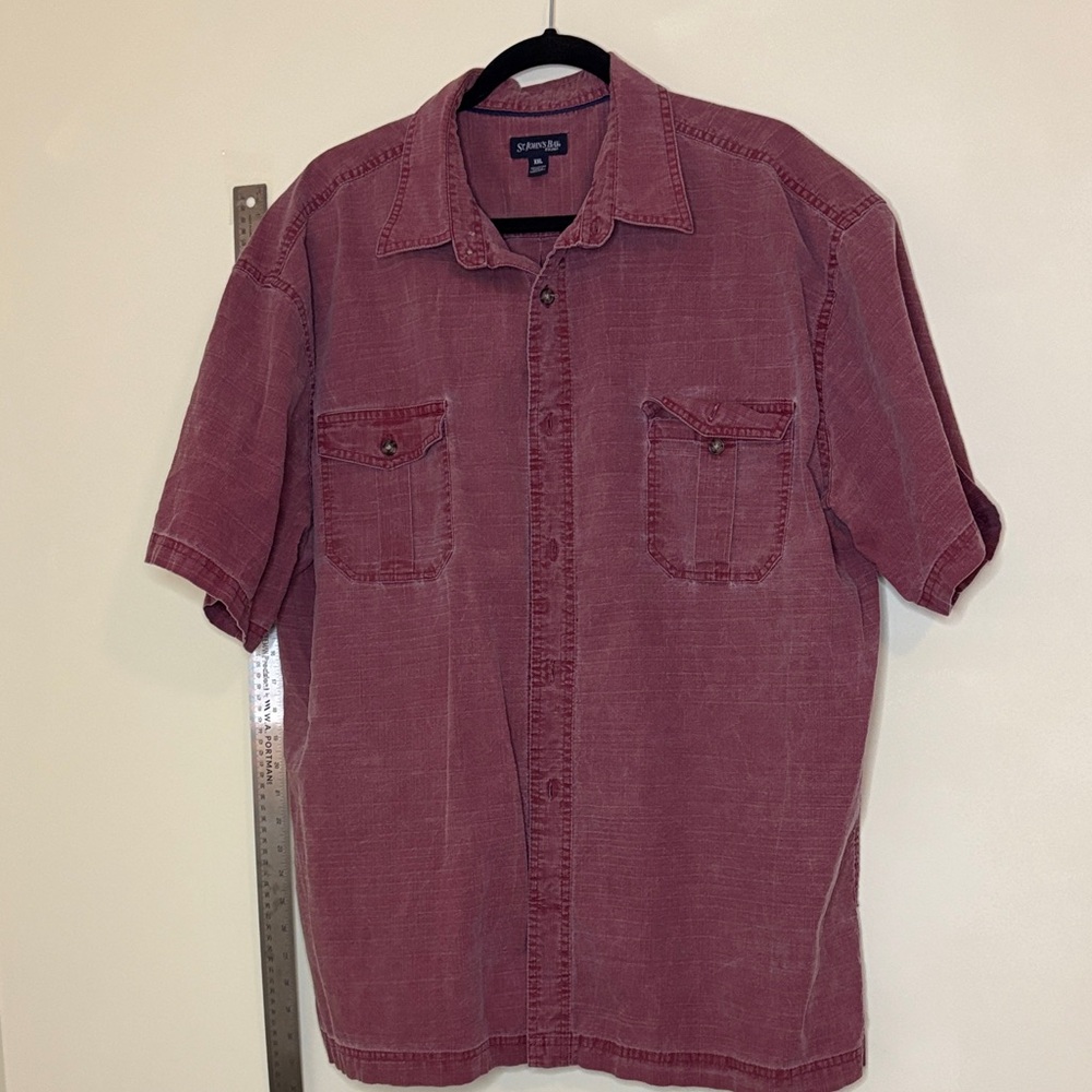 St. John's Bay Men's Burgundy Casual Button Down Shirt